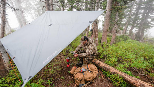 Ways to pitch a flat cut tarp