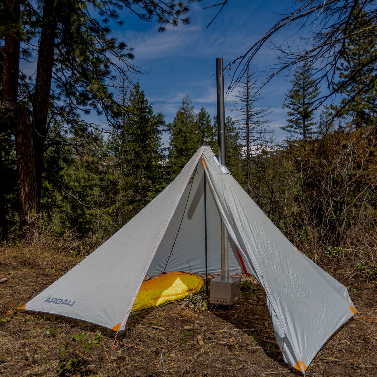 backpacking tent stove Argali Skyline Ti Titanium Wood Stove 8 ft